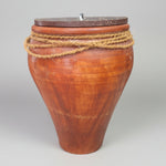 Rustic Ceramic Earth-Tone Pot with Natural Wood Lid