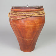 Rustic Ceramic Earth-Tone Pot with Natural Wood Lid