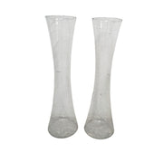 Slender Hand Blown Clear Glass Hourglass Trumpet Vase