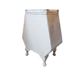 Rare Lloyd Loom Hexagon White Linen Basket with Glass Top