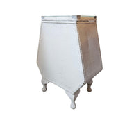 Rare Lloyd Loom Hexagon White Linen Basket with Glass Top
