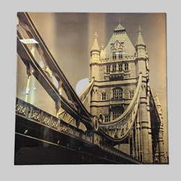Tower Bridge Architectural Sepia Photographic Print in Modern Acrylic Frame