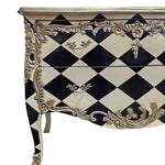 Bold Harlequin Monochrome Baroque Style Chest of Drawers