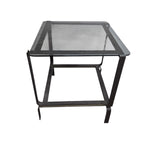 Sculptural Industrial Grey Metal and Glass Top Side Tables
