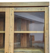 Rustic Reclaimed Timber Glass Two-Door Display Cabinet