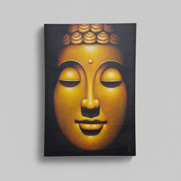 Serene Meditating Buddha Face Large Stretched Canvas Painting