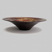 Contemporary Swirled Red and Gold Glass Decorative Display Bowl