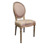Refined Louis XVI Style Natural Wood Oval Back Upholstered Dining Chair