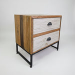 Rustic Industrial Two-Drawer Reclaimed Wood Nightstand