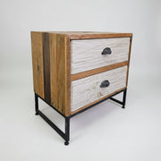 Rustic Industrial Two-Drawer Reclaimed Wood Nightstand