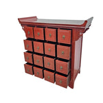 Heritage Oriental Red Lacquer Oriental Multi Drawer Altar Console Table