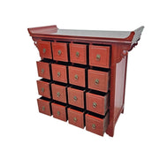 Heritage Oriental Red Lacquer Oriental Multi Drawer Altar Console Table