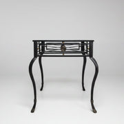 Neoclassical Style Wrought Iron Glass Top Side Table