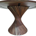 Contemporary Japandi Twisted Slat Acacia Wood Round Dining Table