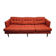 Mid-Century West Elm Peggy Red Fabric Sofa