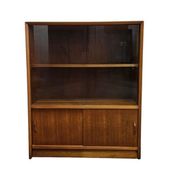 Mid-Century Modern Teak Display Cabinet with Sliding Glass