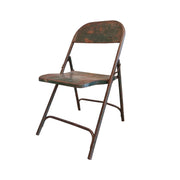Authentic Distressed Metal Vintage Folding Chair