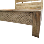 Artisan Hand-Carved Mango Wood King Bed Frame