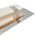 Sculptural Glass and Metallic Chrome Base Rectangular Dining Table