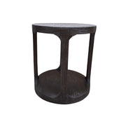 Dark Wood Round Drum Side Table