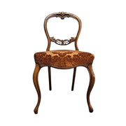 Elegant Victorian Balloon-Back Accent Chair in Warm Damask