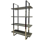 Contemporary Grey Wood and Polished Chrome 4-Tier Bookshelf