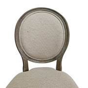 Louis XVI Style Weathered Natural Wood Oval Back Cream Dining Chair