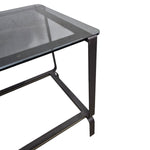 Sculptural Industrial Grey Metal and Glass Top Side Tables