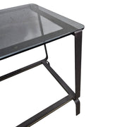 Sculptural Industrial Grey Metal and Glass Top Side Tables