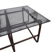Modern Glass Coffee Table with Metal Base