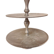 Gleaming Muted Brass Three Tier Serving Display Stand
