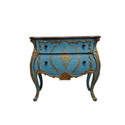 Hand Painted Aquamarine Blue and Gold French Style Bombe Chest