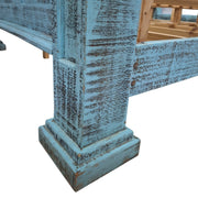Distressed Teal Wooden King-Sized Bed Frame