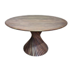 Contemporary Japandi Twisted Slat Acacia Wood Round Dining Table