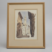 Serene European Church Framed Watercolour Art