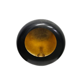 Marina Home Retro Circular Matte Black and Gilded Metal Candle Holder