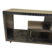 Industrial Style Matte Black Multi-Tiered Wooden TV Console