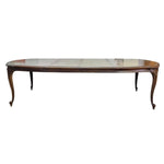 Extravagant French Provincial Extendable Wooden Dining Table and Rattan Chair Set