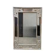Intricately Carved Whitewashed Frame Wall Mirror