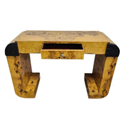 Art Deco Burl Wood Console with Bold Geometric Accents