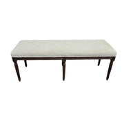 The One Vintage Style Cream Upholstered Long Bench with Fluted Legs