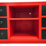 Striking Red and Black Orient-Inspired 12-Drawer Sideboard