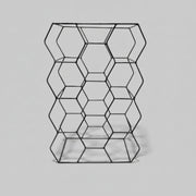 Geometric Black Wire Honeycomb Wine Countertop Metal Rack