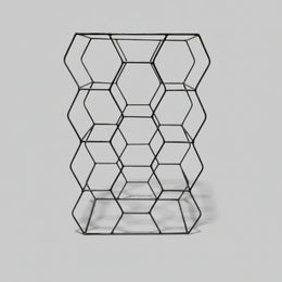 Geometric Black Wire Honeycomb Wine Countertop Metal Rack