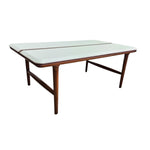 Bi-Colour Mid-Century Style Wooden Dining Table with White Laminate Top